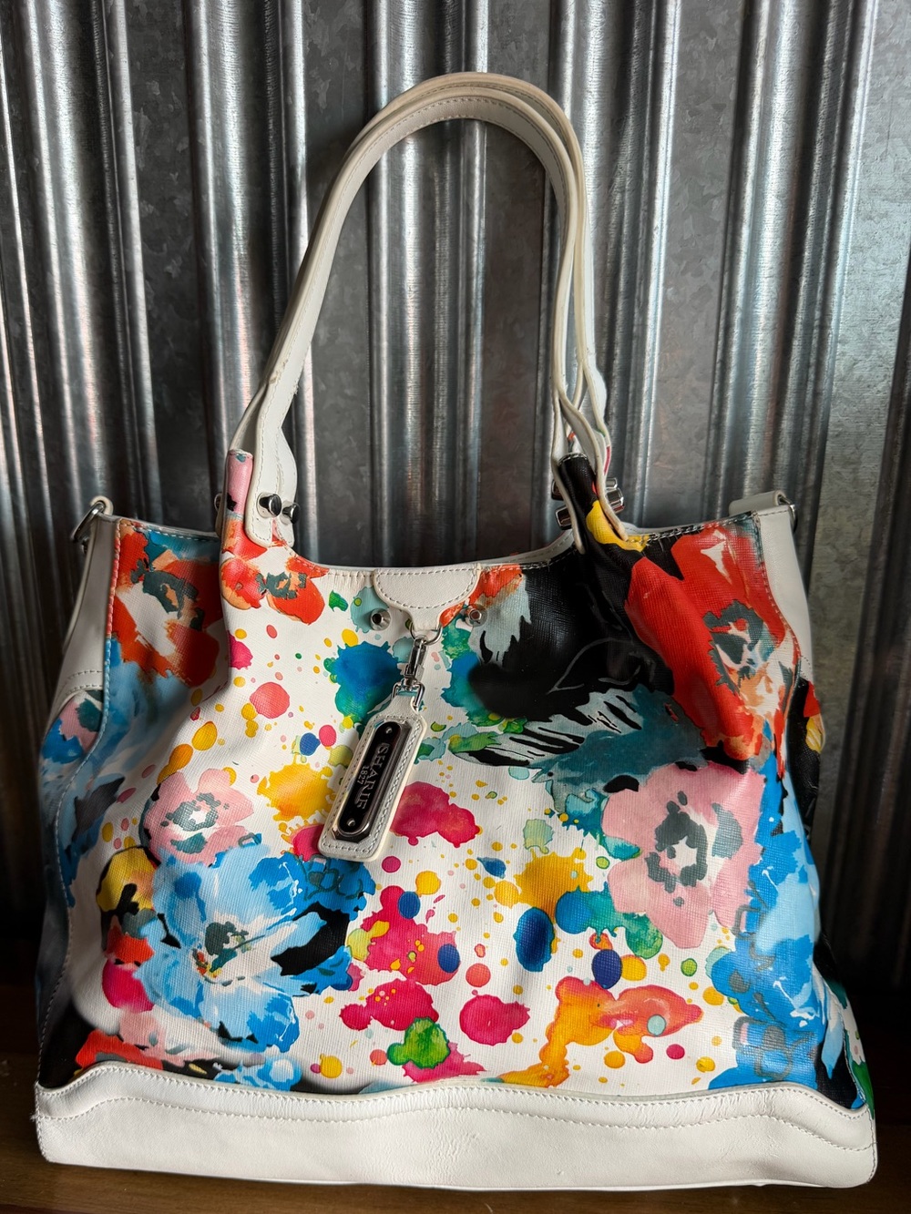 Sharif 1827 Floral Watercolor Print Handbag